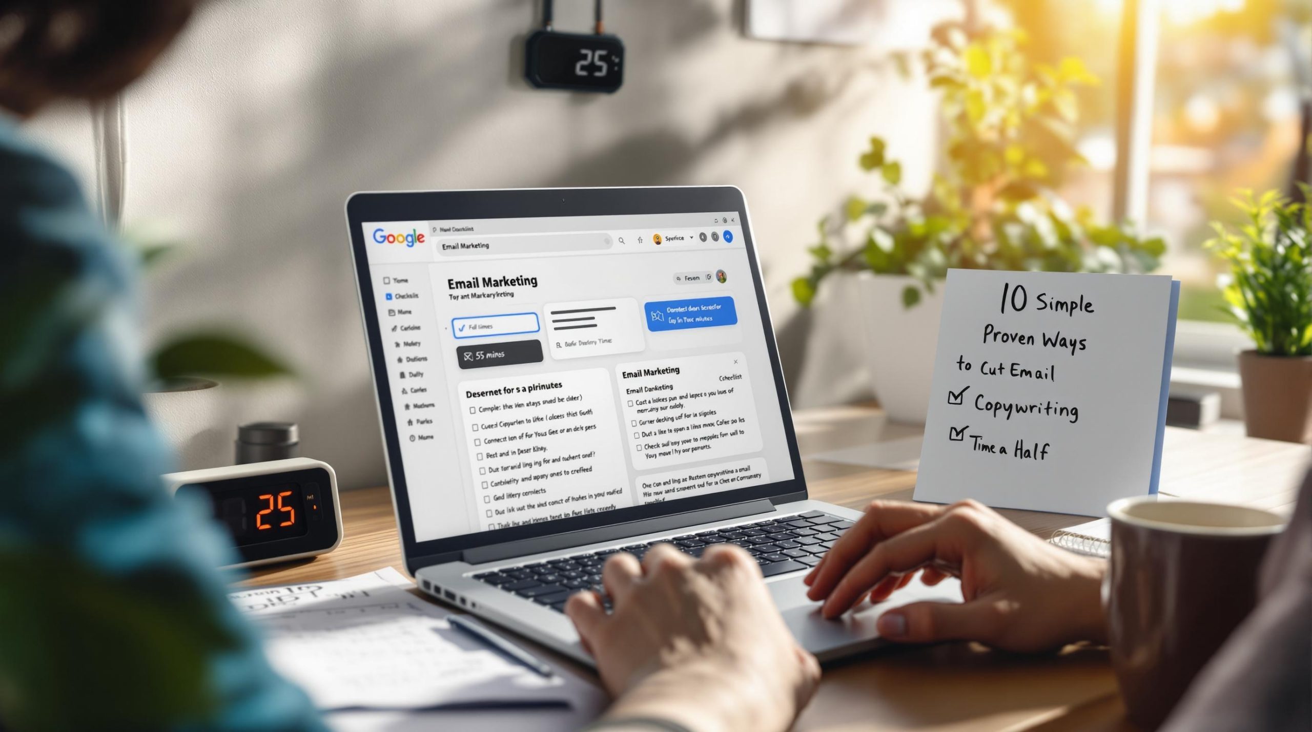 Person using laptop for email marketing research.