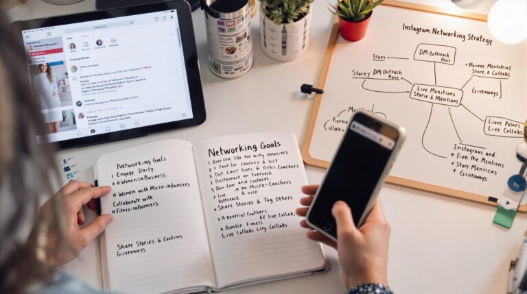 Person planning social media networking strategy on whiteboard.