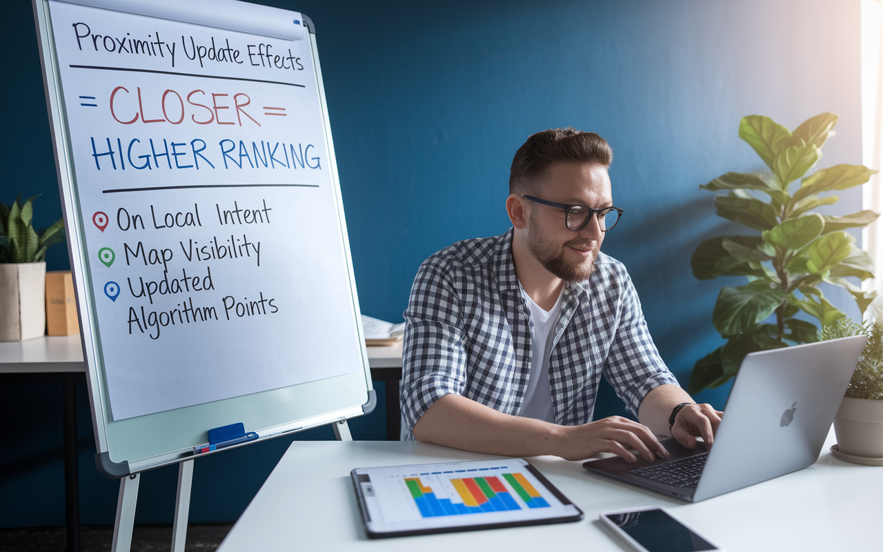 Man working on SEO strategy with charts and laptop
