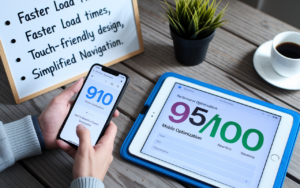Mobile optimization scores on smartphone and tablet.