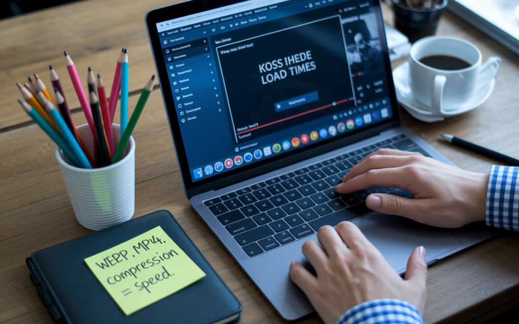 Person working on video compression tutorial.
