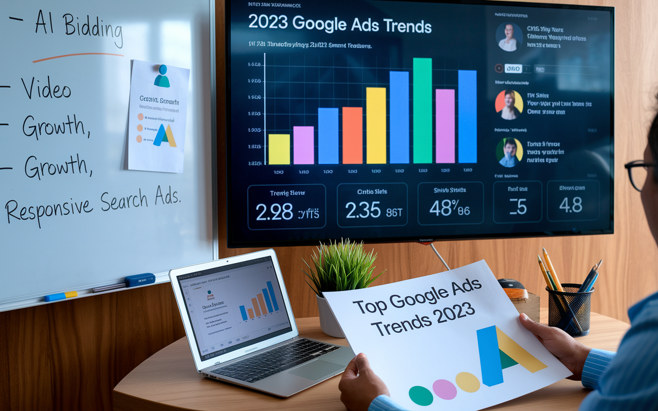 Analyzing 2023 Google Ads Trends data and strategies.