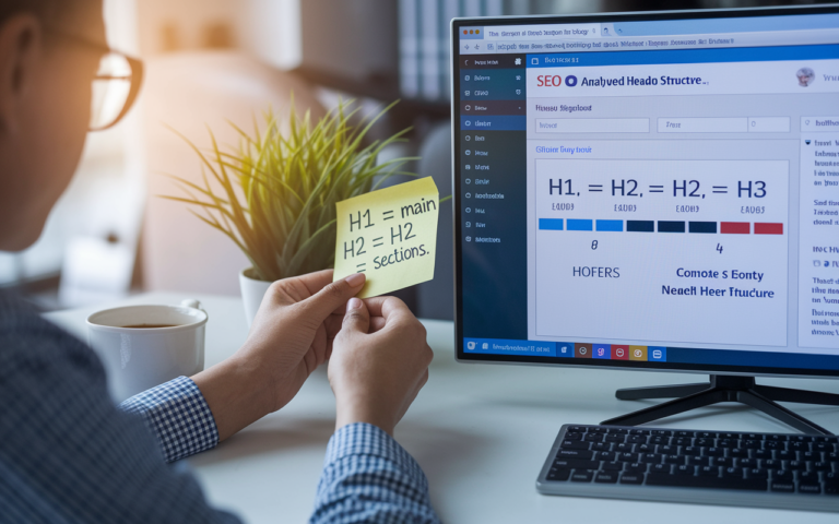 SEO analysis on computer and sticky note