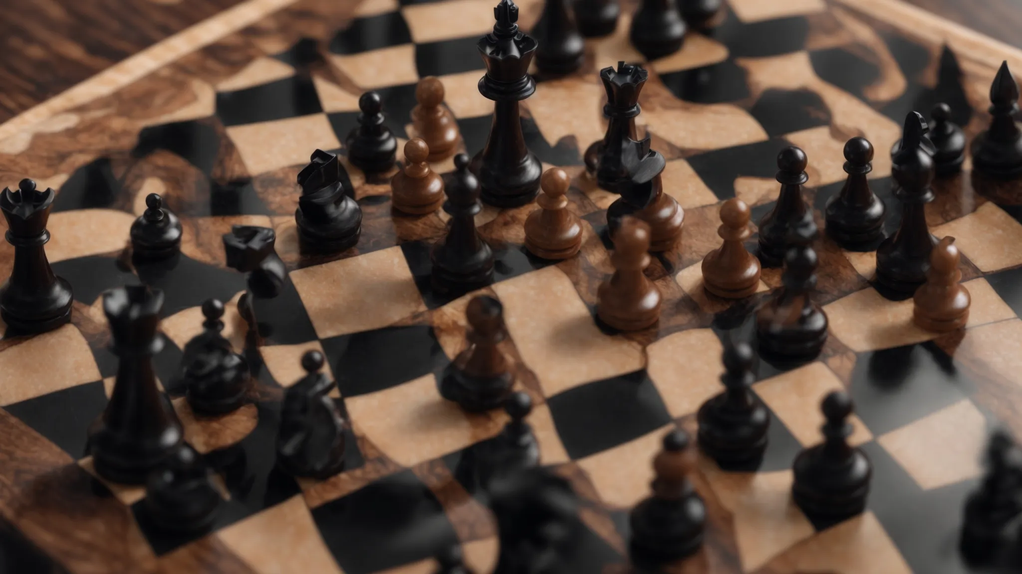 a webmaster strategically moves chess pieces on a large chessboard, symbolizing the careful planning behind the scenes of a website.