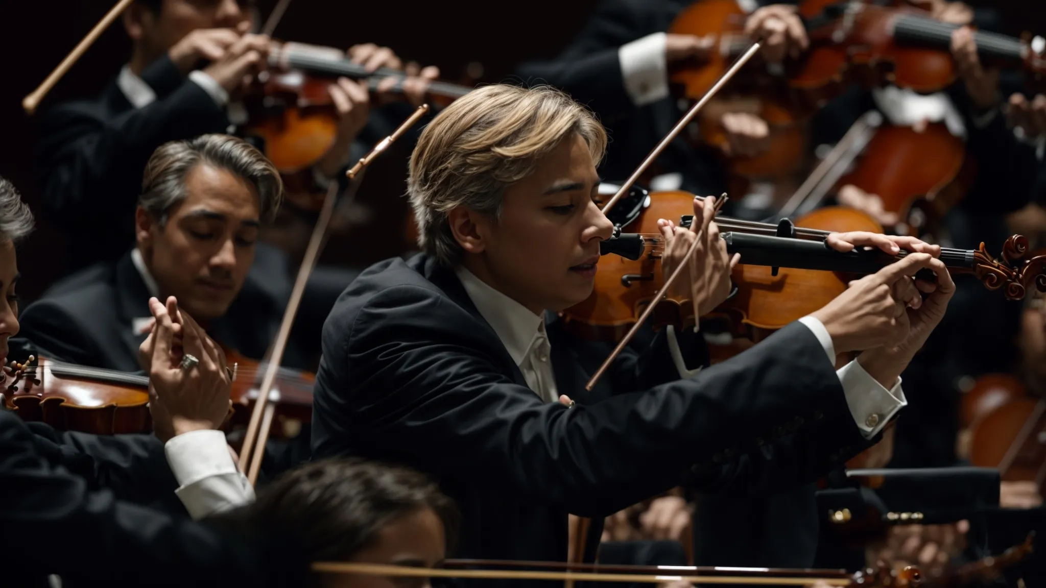 a conductor leads an orchestra in synchrony, symbolizing the strategic coordination needed in managing canonical tags across various domains.