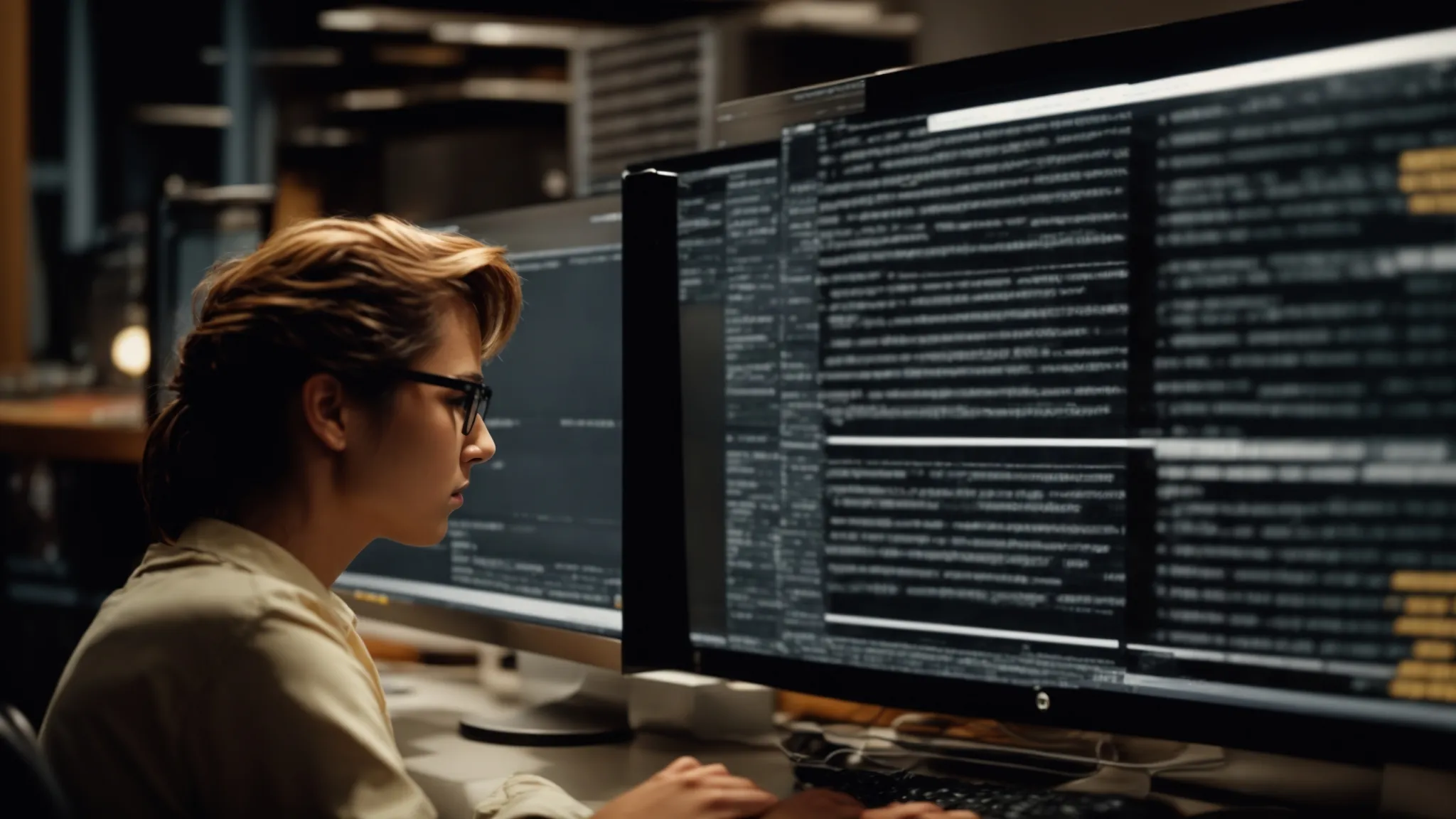 a webmaster thoughtfully constructing a clear, keyword-rich url on a computer screen.