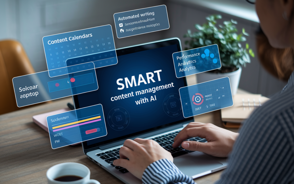 AI smart content management on laptop screen