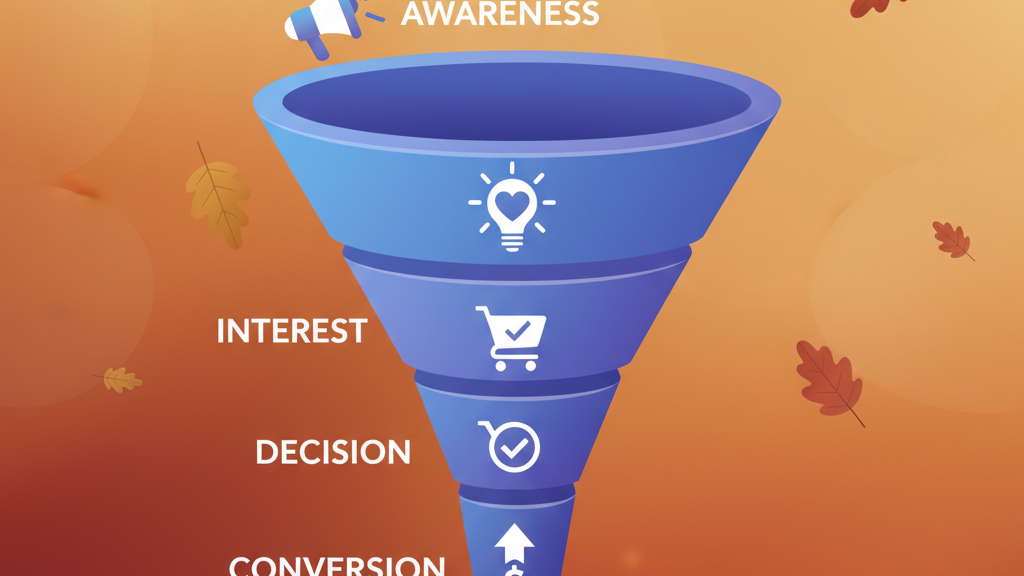 Sales funnel diagram with four stages.