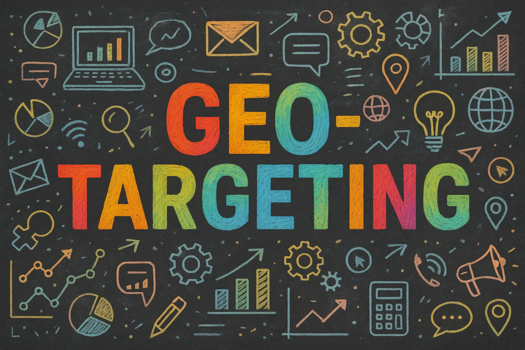 geo-targeting concept with digital icons