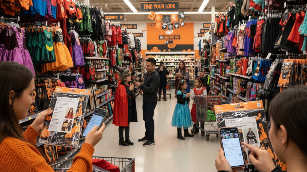 Halloween Shoppers with Smartphones