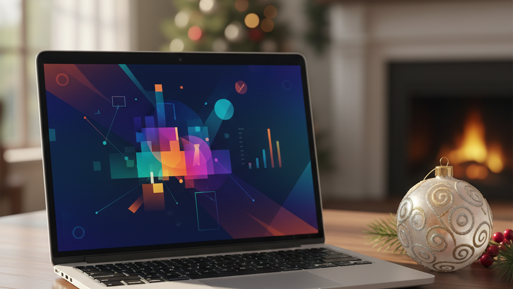 PPC campaign dashboard with festive accents showing year-end results