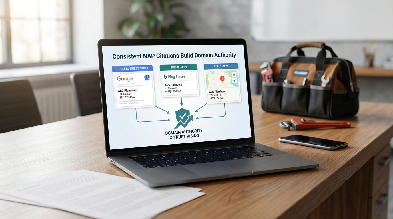 NAP Citations build Domain Authority. Google Business Profile, Bing Places, Apple Maps.